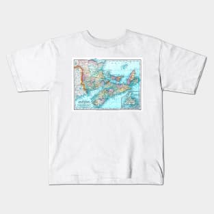 Map of New Brunswick, Nova Scotia, Prince Edward Island & Newfoundland, Canada 1891 Kids T-Shirt